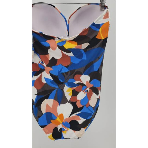 Calvin Klein Pop Art Blue Convertible Bandeau One-piece Swimsuit 16 NWT - Picture 5 of 5